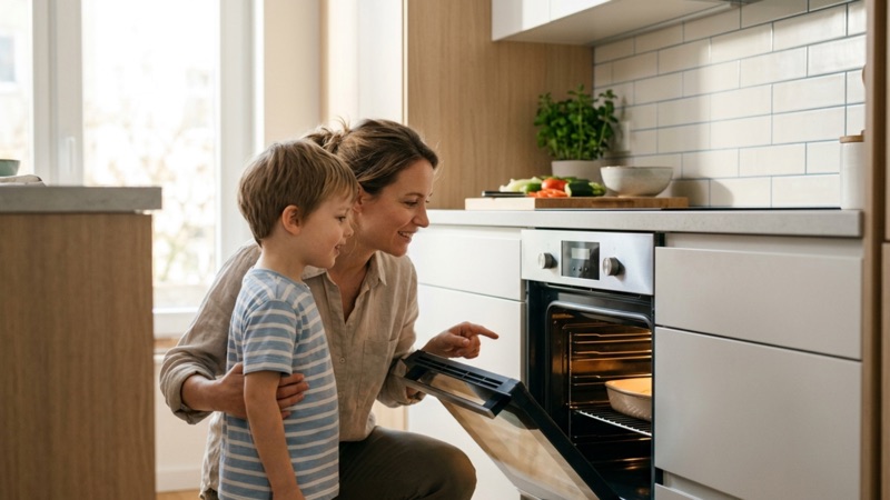 Modern kitchen with built-in appliances